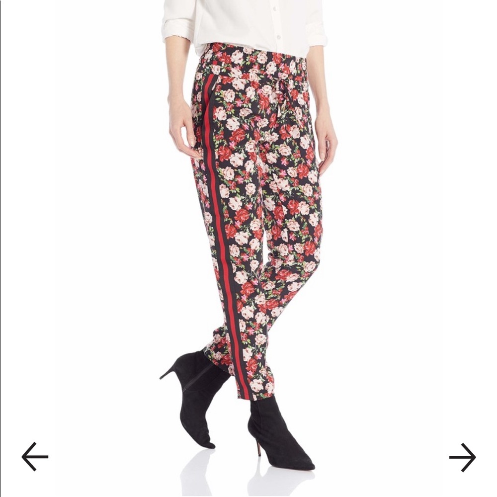 The kooples floral printed pants with tuxedo stripe